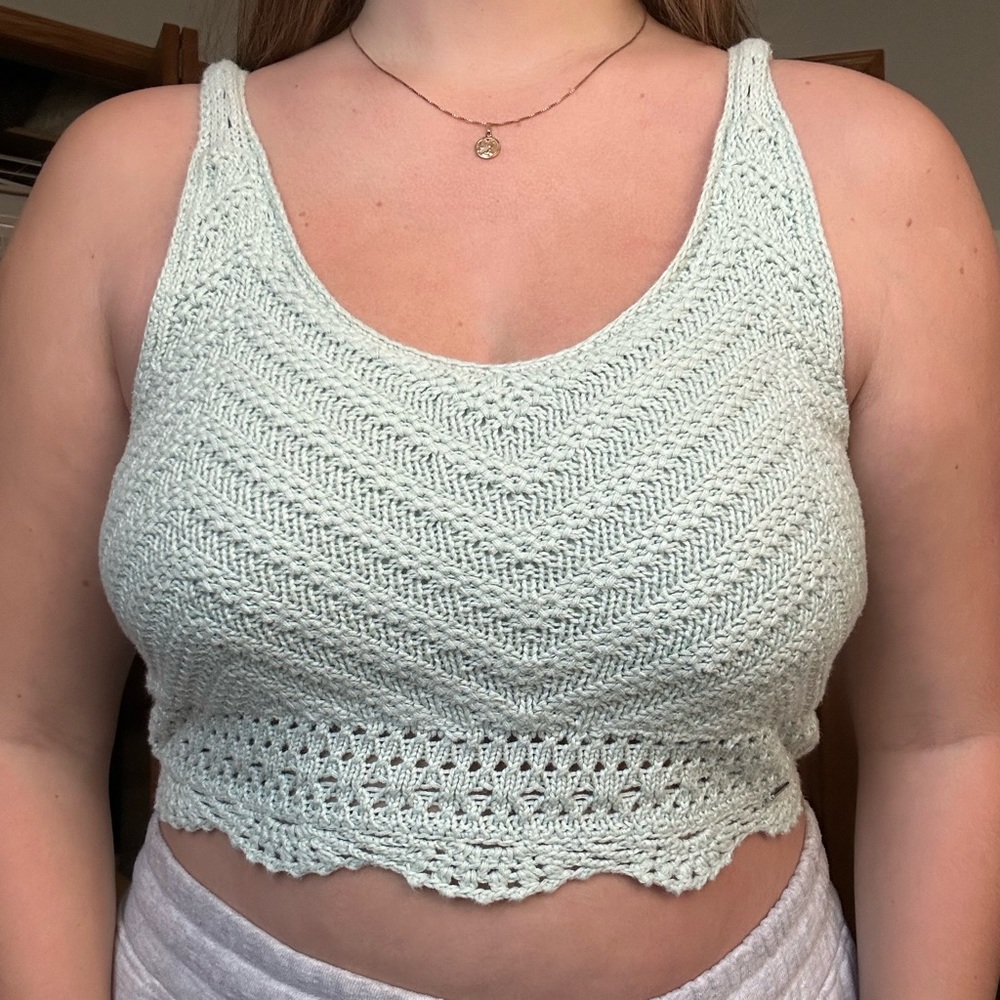 Mint Green Hollister Crochet Tank Top